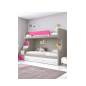 Lit Bergerac - Bois MDF Stratifié -  Rose fushia  - 240 x 180 - Grège / Blanc