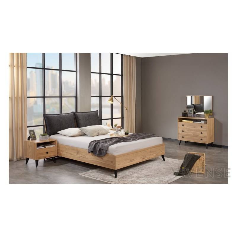 Chambre à coucher Katherine MDF Stratifié Chêne