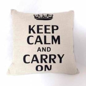 Coussin Keep Calm And Carry On Beige 45*45cm