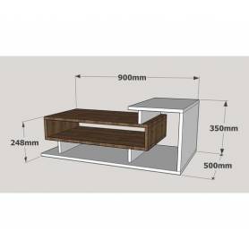 Table Base - Bois MDF - 90*35 *50 - Blanc& marron