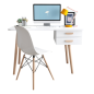 Bureau scandinave blanc avec deux tiroires Bureau scandinave blanc avec deux tiroires