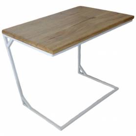 Table multitâche en bois et acier blanc - 60X38X60 cm - Bois Fraké
