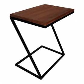 Table multitâche format Z en bois et acier noir - 60X38X59 cm - Noble bois Rouge
