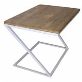 Table multitâche format z en bois et acier blanc- 60X38X60 cm - Bois Fraké