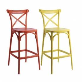Sofpince Lot de 2 chaises bar bistro - METALLICA - Jaune et rouge
