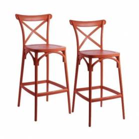 Sofpince Lot de 2 chaises bar bistro - METALLICA - Rouge