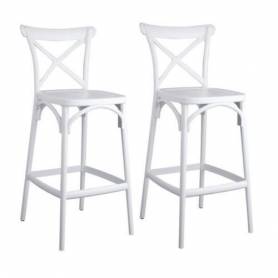 Sofpince Lot de 2 chaises bar bistro - METALLICA - Blanc