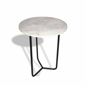TABLE D'APPOINT  ACIER ET MARBRE TP2 - 35 cm  x  46 cm - contemporain / moderne