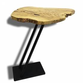 TABLE D'APPOINT ACIER ET BOIS OLIVIER TP1 - 36 cm  x  45 cm x 49 cm - design rustique 