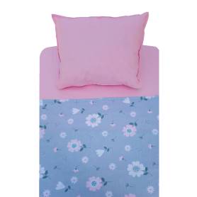 IDEKO Parure de lit Bébé - fleurs - rose- 3 piéces- satin de coton 