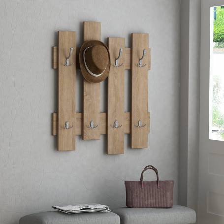 Porte manteaux - 80*70 cm - Bois MDF stratifié - chêne