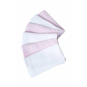 Lot de 6 serviettes bebe - coton - 30 *30 cm - Rose, Blanc 