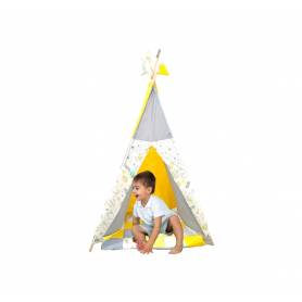 Tente Tipi Enfant - Tente de Jeux pour enfant 1.8 m - Jaune Gris Imprimer 