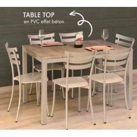 Table cuisine Luxy - avec 6 chaises - Grège- 120x80 cm