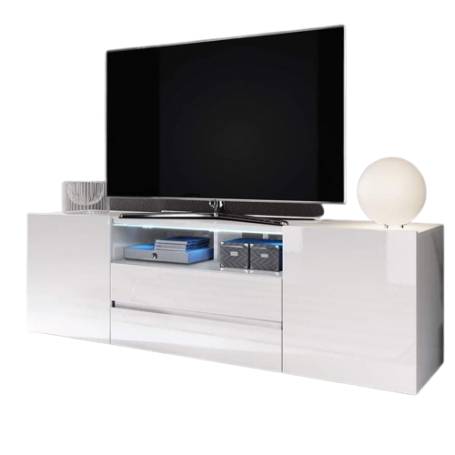 Meuble TV design- 160*40*60 cm - Bois MDF stratifié - Blanc