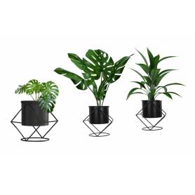 Set de 3 Supports de plantes - 40*40, 20*20 cm - métal - Noir