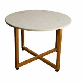 Table ronde - fer forgé, marbre - D70* H 45 cm