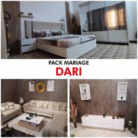 Pack mariage " Dari " - Chambre à coucher complète , Table basse, meuble tv 