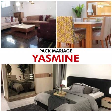 Pack mariage Yasmine - chambre à coucher, table à manger, canapé d'angle