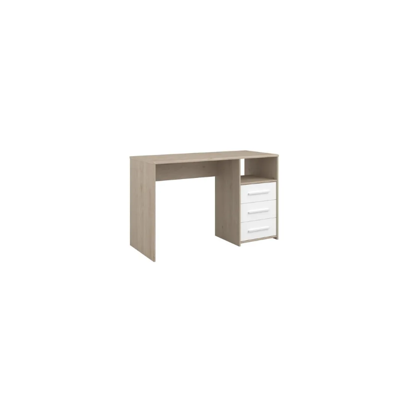 Bureau enfant avec 3 tiroirs et 1 niche-chêne et blanc Bureau enfant avec 3 tiroirs et 1 niche-chêne et blanc