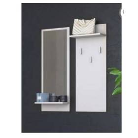  Meuble d'entré et Porte-Manteau Blanc  - RIVA - H90 cm * P16 cm* L 70cm