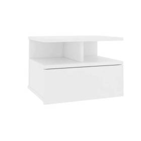 Table de Nuit, Table de Chevet Flottante Blanc 40x30x27 cm