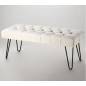 Banc En Métal Pouf Industriel  -  Blanc  - L120cm * H45cm * P40cm