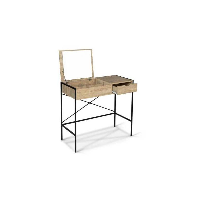 Coiffeuse LUIS avec miroir design industriel  L.83cm x P40cm x H.75 cm