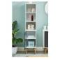 Colonne de rangement salle de bain blanc et gris - style scandinave L30xP30cmxH139cm