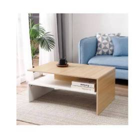 Table Salon Moderne Elvis Blanc et Chêne - 90cm*60cm*42cm