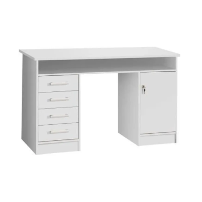 Bureau droit à clés avec 1 porte et 4 tiroirs-MDF stratifié-130*80*50cm
