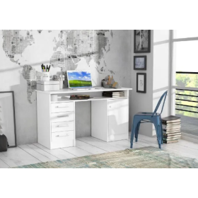 Bureau droit à clés avec 1 porte et 4 tiroirs-MDF stratifié-130*80*50cm