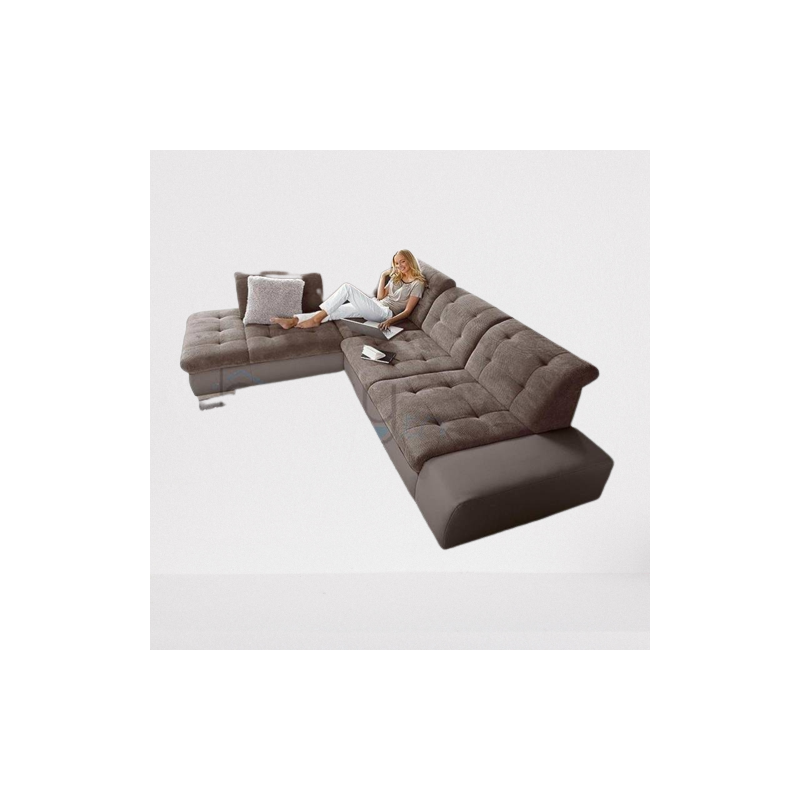 Canapé d'angle Sandra sans pouf - 290*220 - Marron