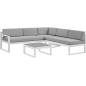 SALON DE JARDIN MONACO -Metal blanc et tissus gris