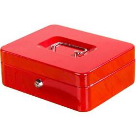 Caisse à monnaie a clé - Coffre fort - Boîte de rangement - Rouge -  300 x 240 x 90 mm