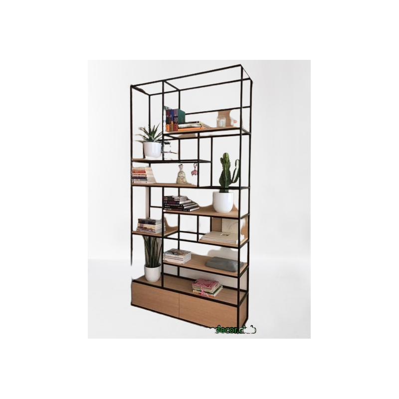 Etagère Cléopâtre Fer forgé et Bois MDF chêne Etagère Cléopâtre Fer forgé et Bois MDF chêne