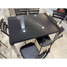 Table cuisine Luxy - avec 6 chaise - Noir - 120x80 cm