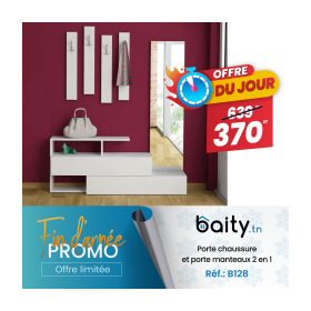 Offre du jour - Porte chaussure et porte manteaux 2 en 1 - Blanc