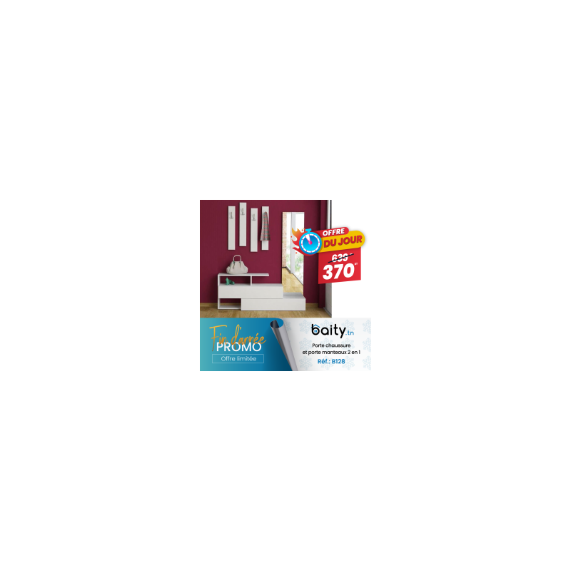 Offre du jour - Porte chaussure et porte manteaux 2 en 1 - Blanc