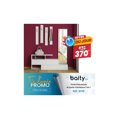 Offre du jour - Porte chaussure et porte manteaux 2 en 1 - Blanc