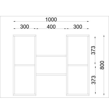 Niche bureautique en chêne L 100cm x H 80cm x P 25cm