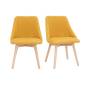 Lot de deux chaises scandinaves en tissu velours jaune moutarde et bois clair (lot de 2) HIGGINS