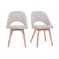 Lot de deux chaises scandinaves en tissu effet velours texturé beige et bois clair (lot de 2) COSETTE