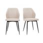 Lot de deux chaises design en tissu effet velours beige et métal noir (lot de 2) FANETTE