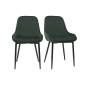 Lot de deux chaises design en tissu velours vert foncé et métal noir (lot de 2) HOLO