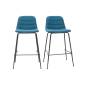 Lot de deux tabourets de bar tissu et métal bleu canard - (lot de 2) Saury