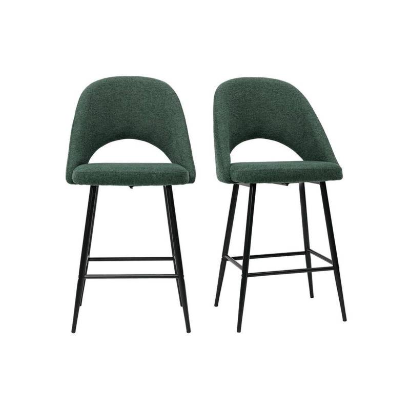lot d deux tabourets de bar en tissu effet velours texturé vert  (lot de 2) COSETTE