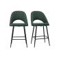 lot d deux tabourets de bar en tissu effet velours texturé vert  (lot de 2) COSETTE