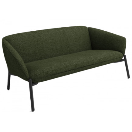 Canapé droit tapissé en vert - Eva - L160xH85xP70