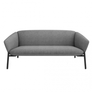 Canapé droit tapissé en gris - Eva - L160xH85xP70